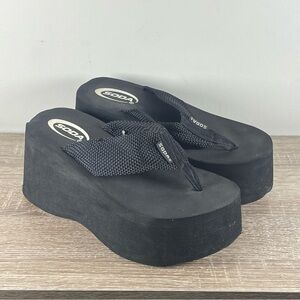 Y2K Original Soda Chunky Platform Flip Flops Wedge Thong Sandals - Size 8